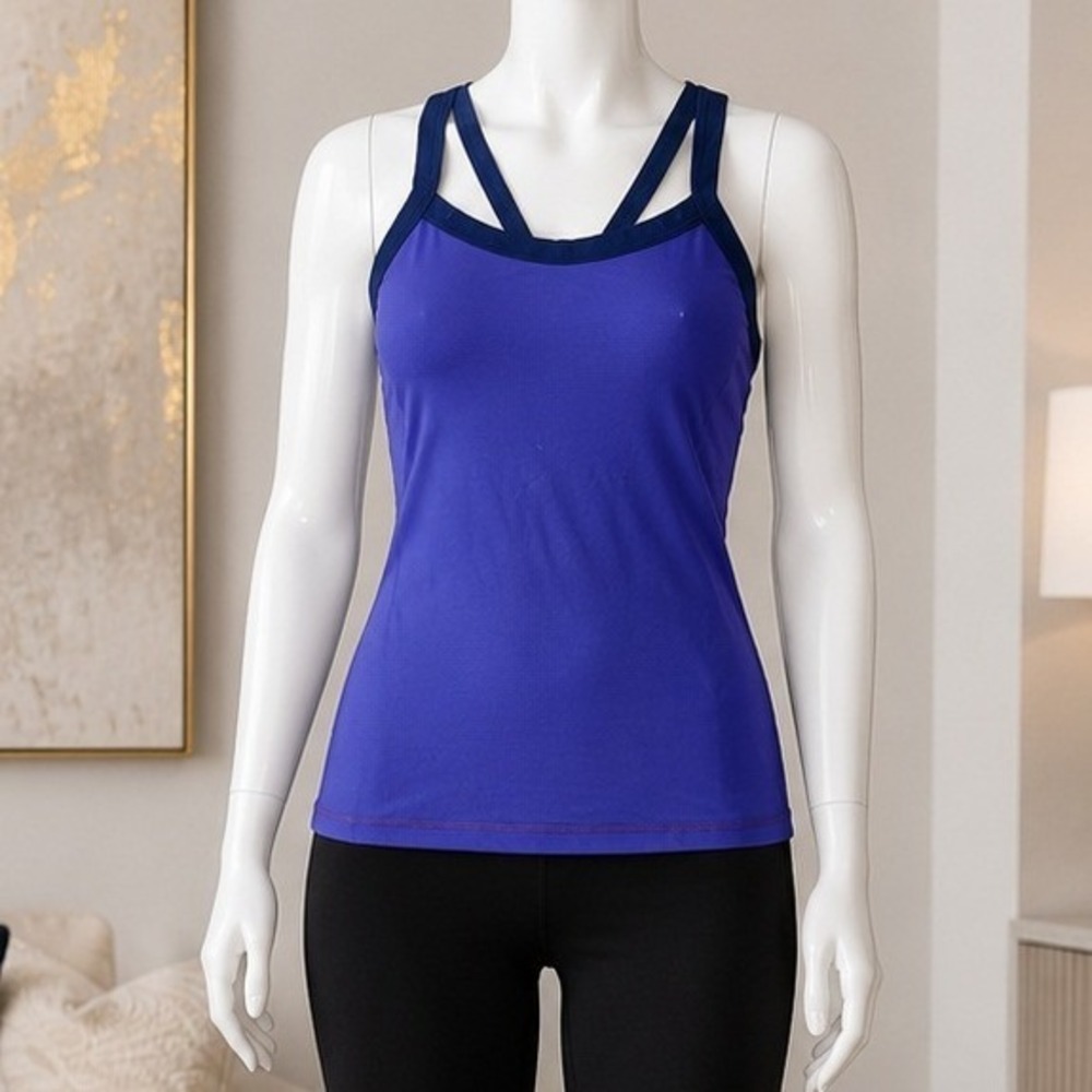 Lululemon Womens Tank Top Purple Blue Racerback Shelf Bra Size 6